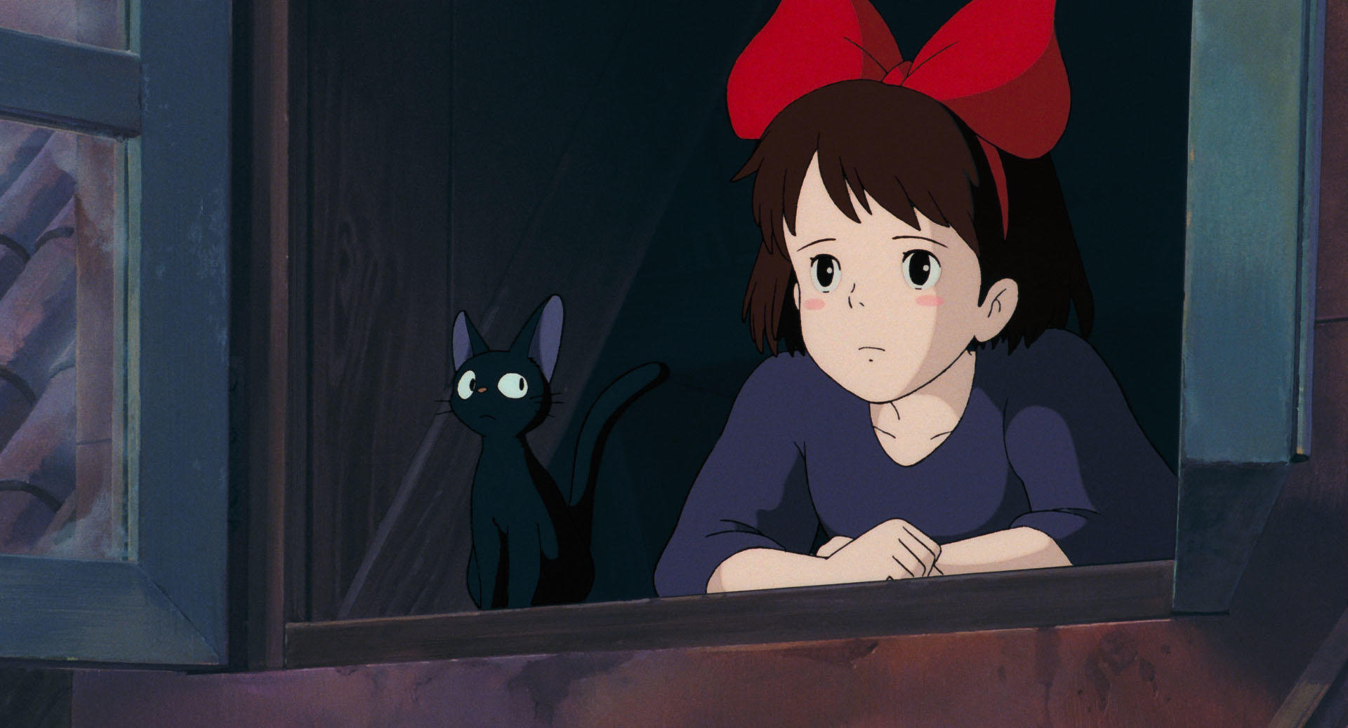 Kiki riding her broom in an official Kiki’s Delivery Service still