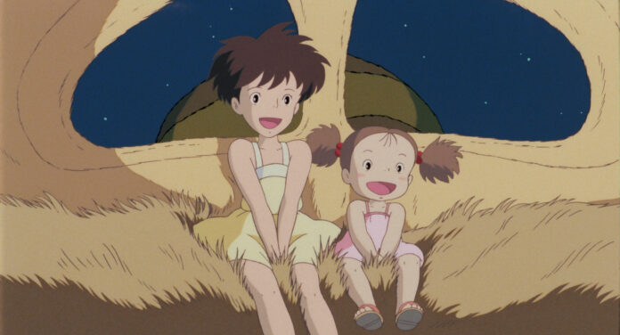 Totoro and the children in an official Studio Ghibli still