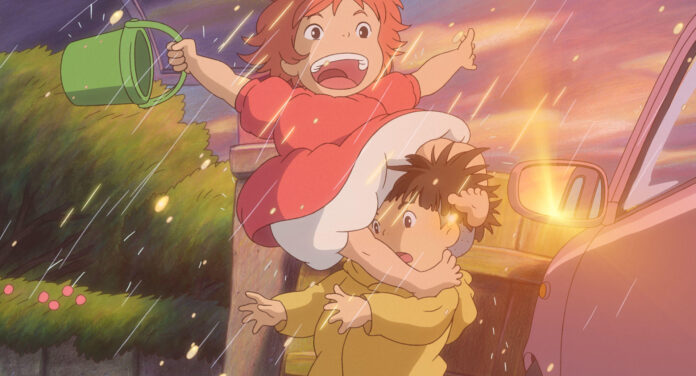 Ponyo official Studio Ghibli still for parent guide Ponyo and Sosuke in an official Studio Ghibli still used for a parent guide