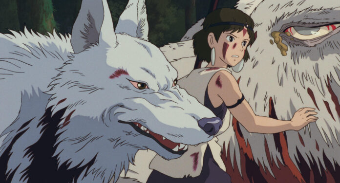 Ashitaka in Princess Mononoke, used as an official Studio Ghibli still for a guide to darker Ghibli movies.