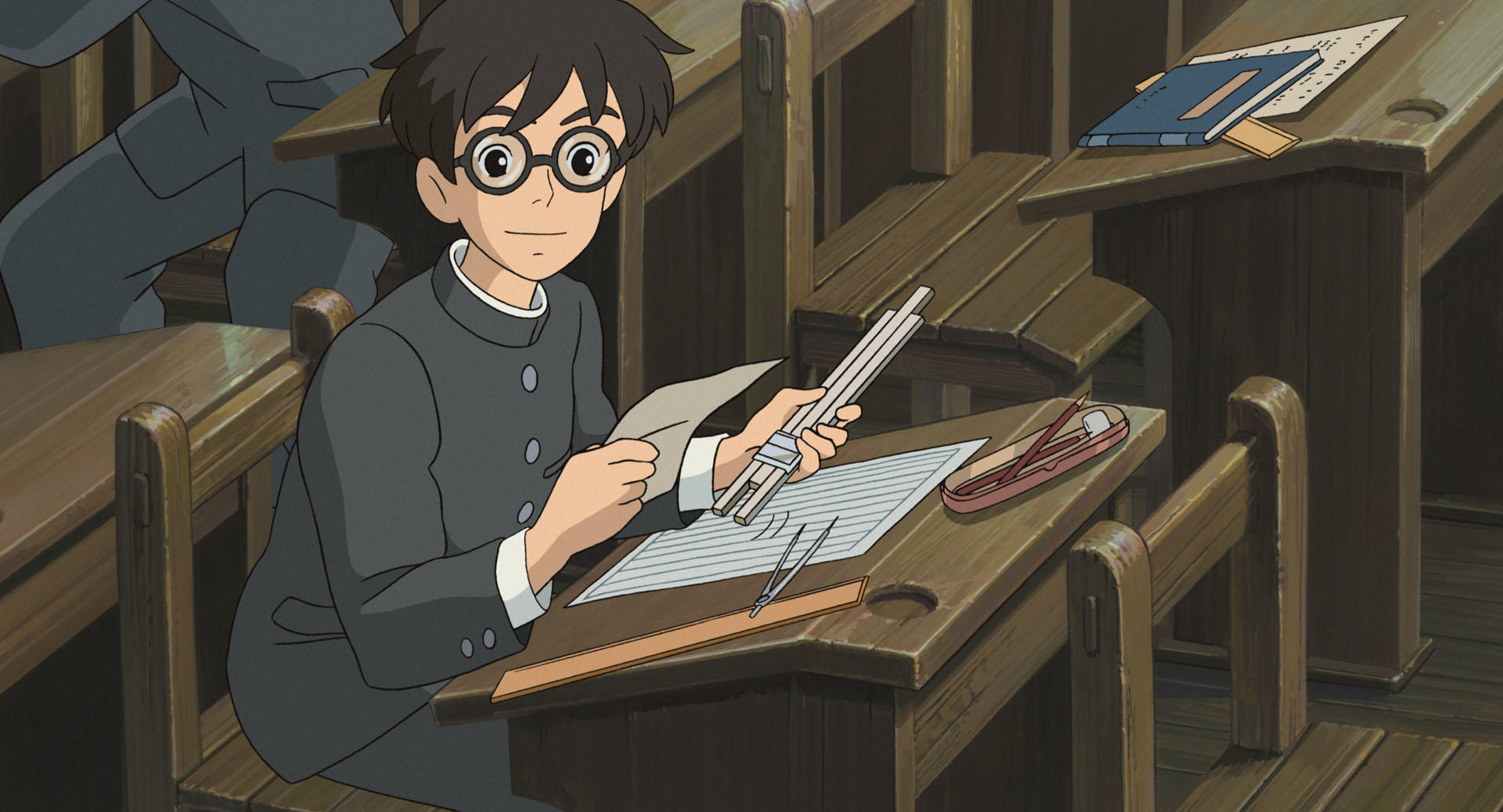 Official The Wind Rises still used in a Jiro Horikoshi character guide