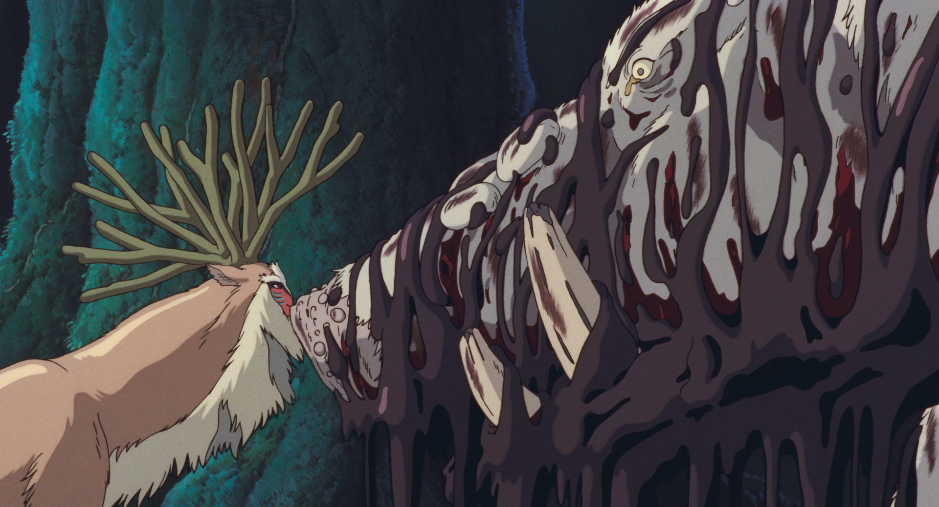 Princess Mononoke official Studio Ghibli still for a San, Ashitaka and forest spirits gift guide